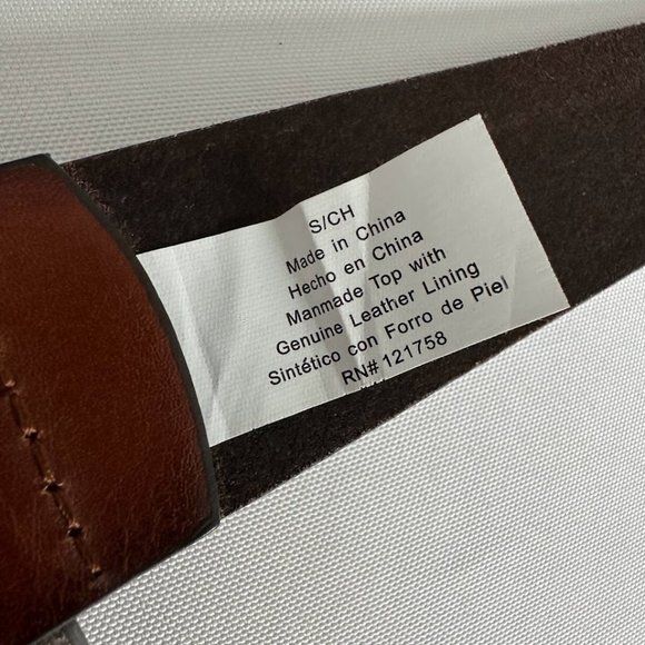 Small Metallic Bow Silver Buckle Brown Leather Belt Country Western Shimmer - Picture 3 of 5